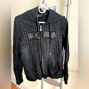 bcbg maxazria y2k jewel studded hoodie